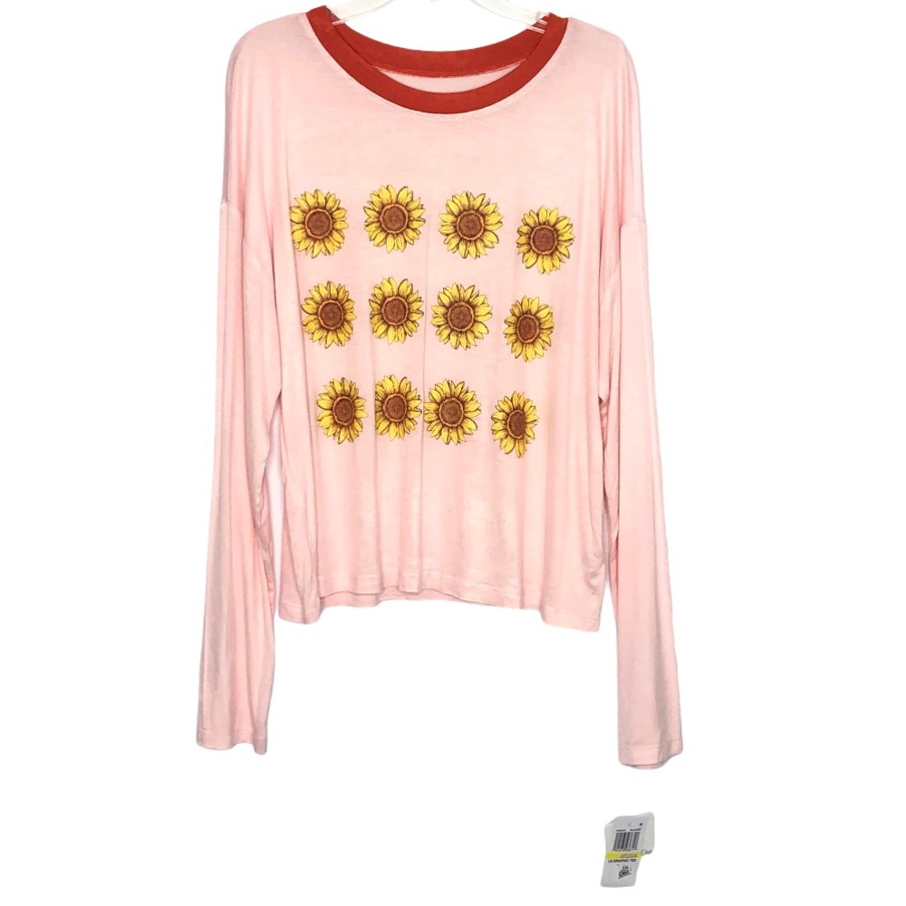 Sunflower Pink Long Sleeve Graphic Tee Shirt - Picture 6 of 6